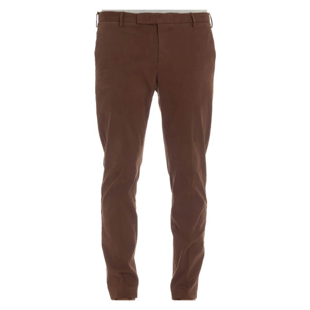 PT Torino Bruine Maatwerk Broek Rits Sluiting Brown Heren