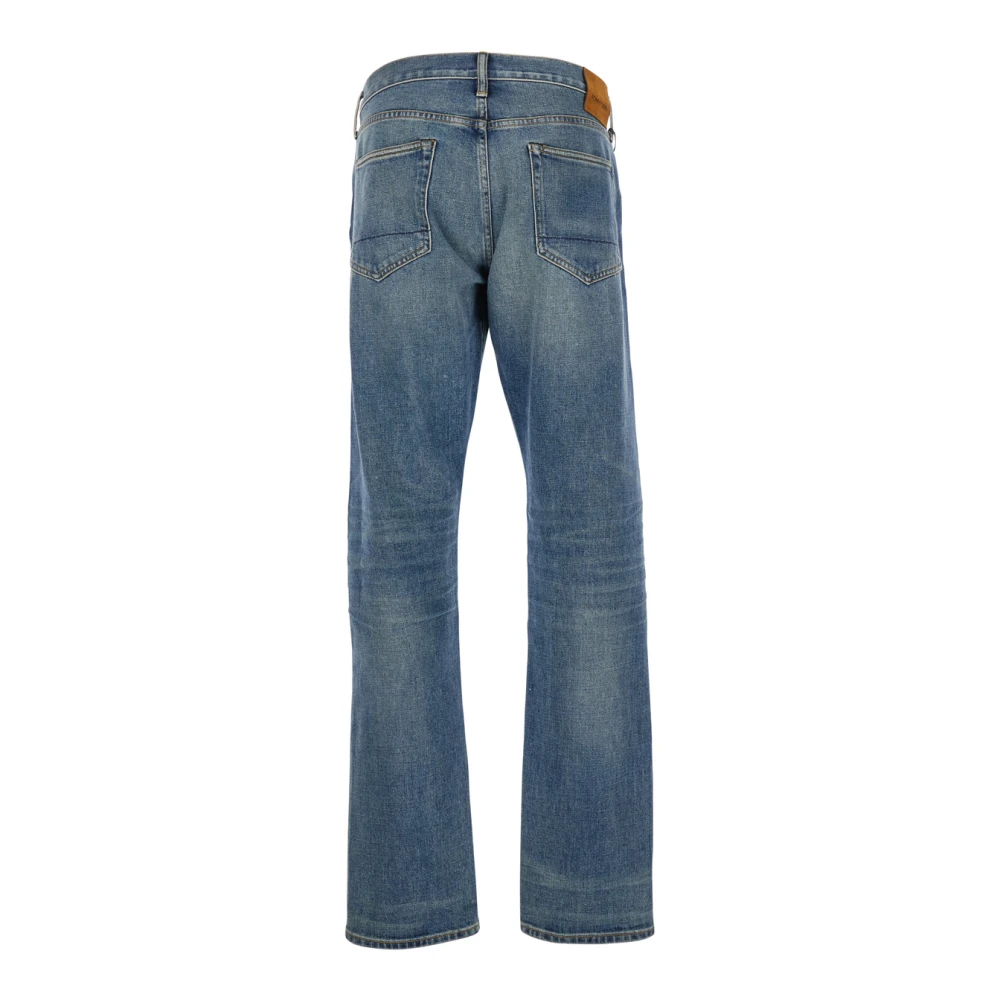 Tom Ford Blauwe Denim Five Pocket Jeans met Logo Patch Blue Heren