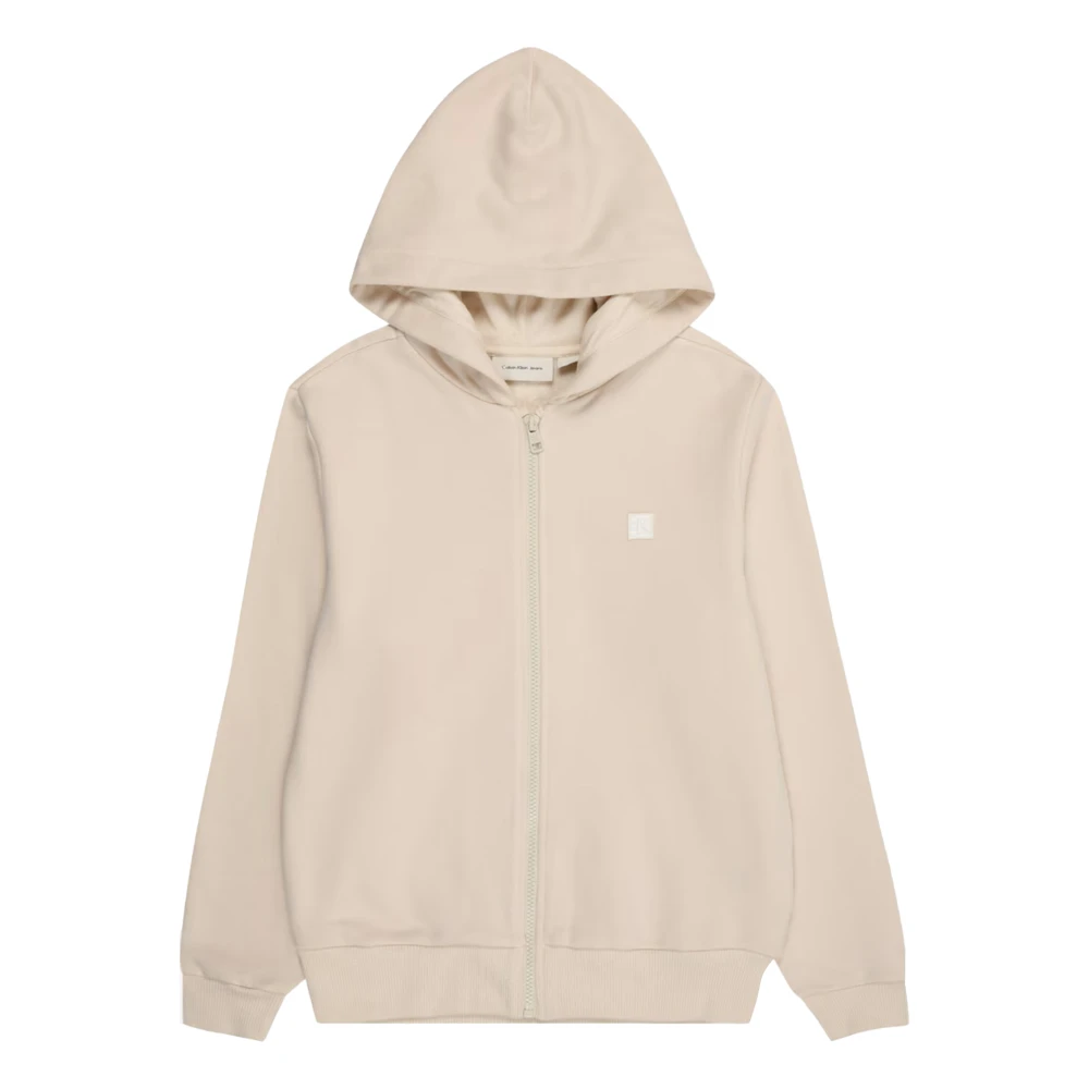 Calvin Klein Jeans Men's Beige Mini Badge Zip-Through Sweatshirt