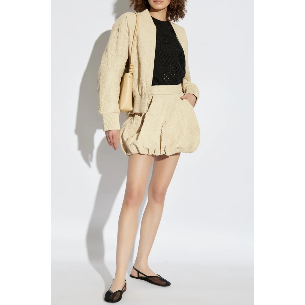 Munthe Leren rok 'Frauke' Beige Dames