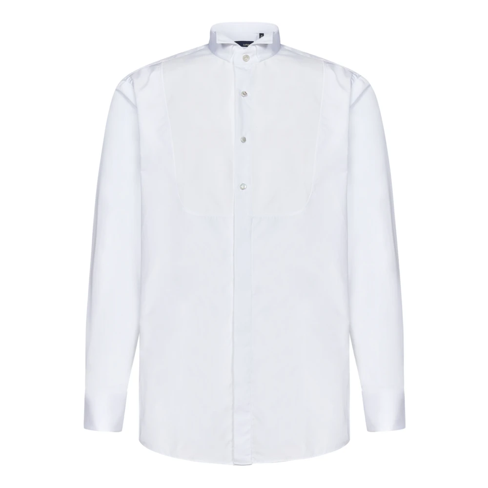 Lardini Witte Katoenen Overhemd met Bloemenknopen White Heren