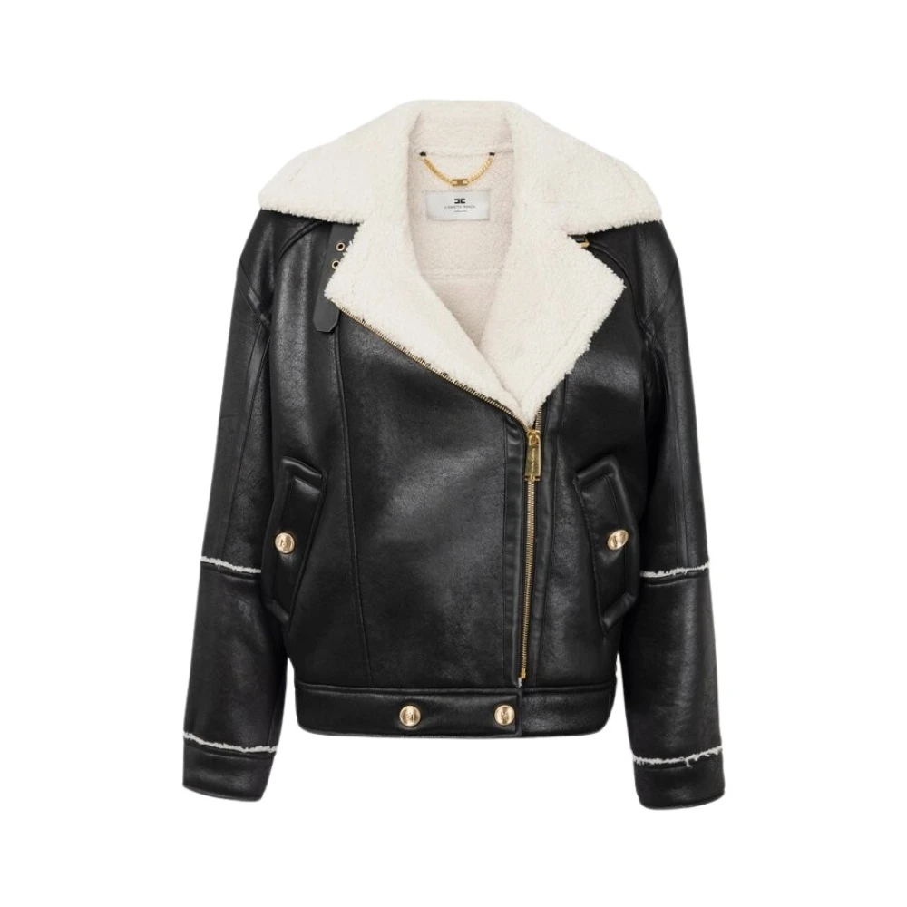 Elisabetta Franchi Faux Fur & Shearling Jas Black Dames