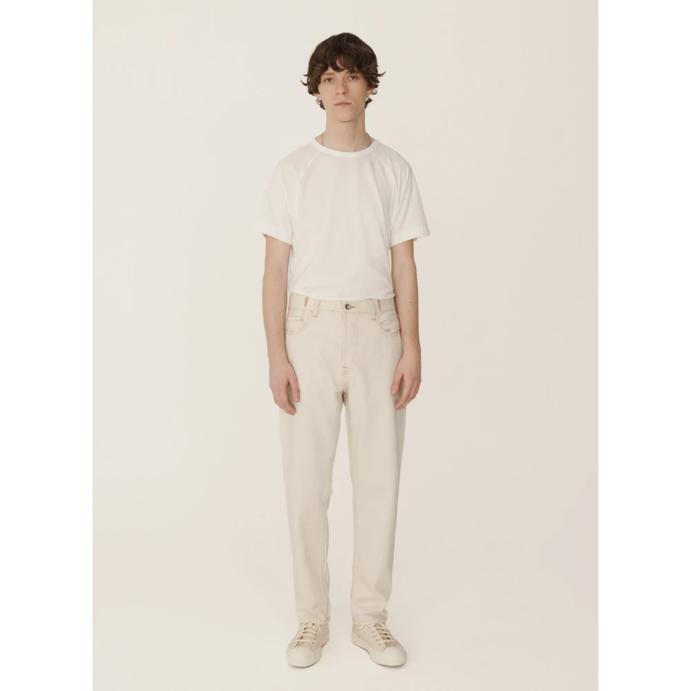 YMC You Must Create Gescheurde Denim Jeans Beige Heren