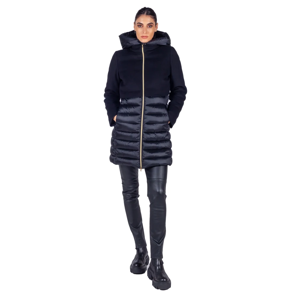 Emme DI Marella Zwarte Dubbellaagse Gewatteerde Pufferjas Black Dames