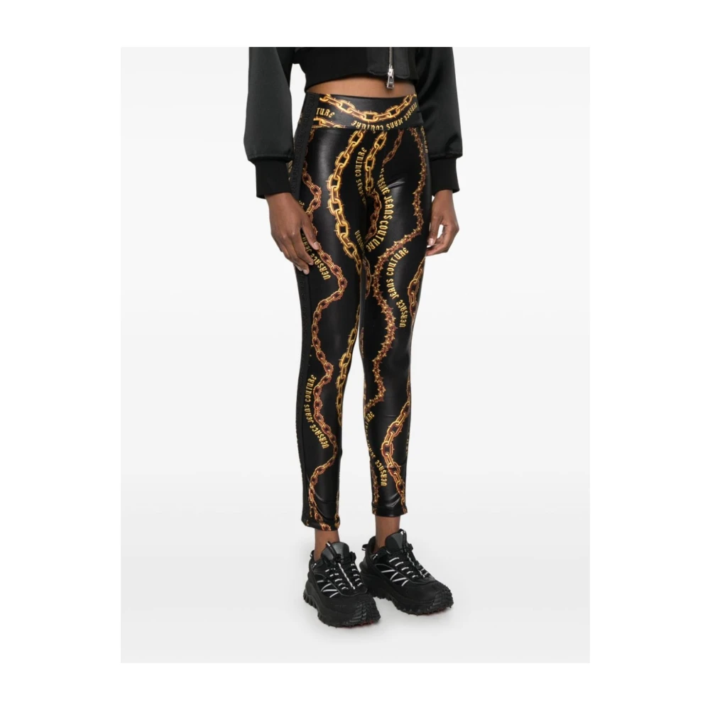 Versace Jeans Couture Zwarte leggings voor vrouwen Aw24 Multicolor Dames