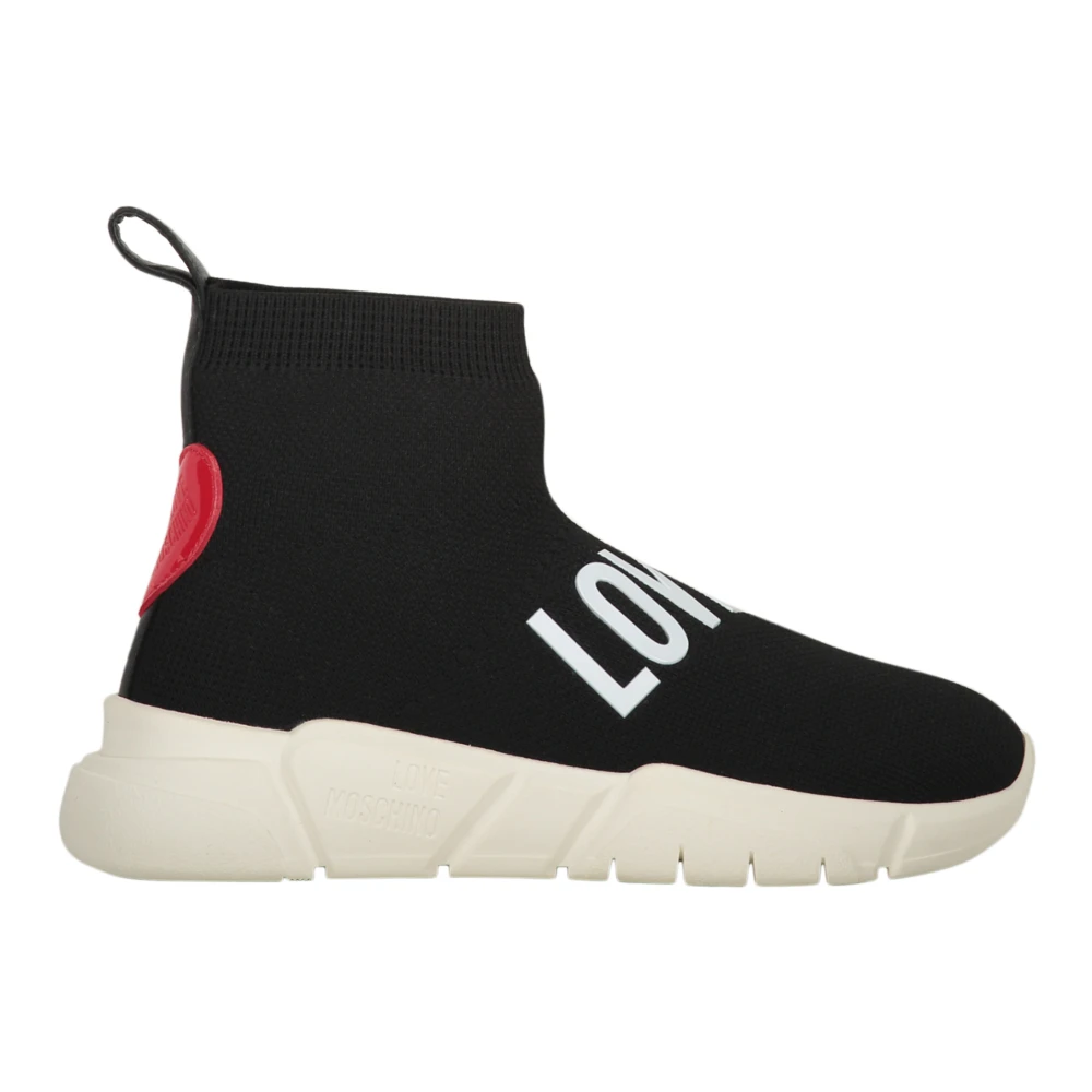 Love Moschino Gebreide Sok-achtige Sneakers Dames Schoenen Zwart