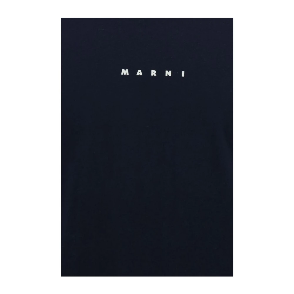 Marni Monogram Katoenen T-shirt met Patroon Blue Heren
