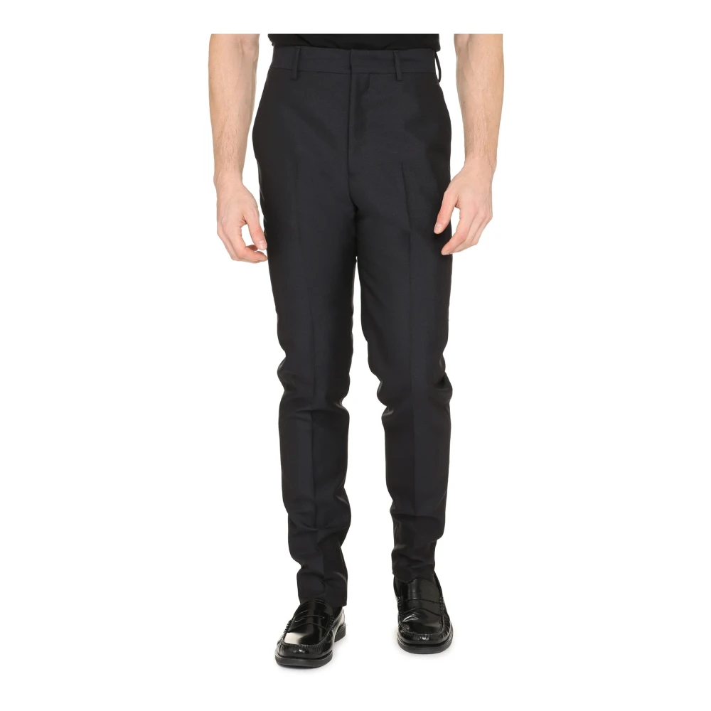 Prada Wollen Broek Haak & Oogsluiting Blue Heren