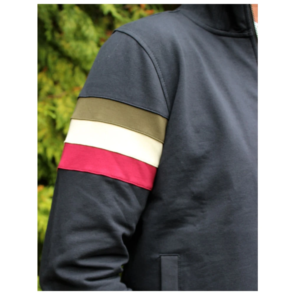 aeronautica militare Ritssluiting Katoenen Jas met Geborduurd Embleem Blue Heren