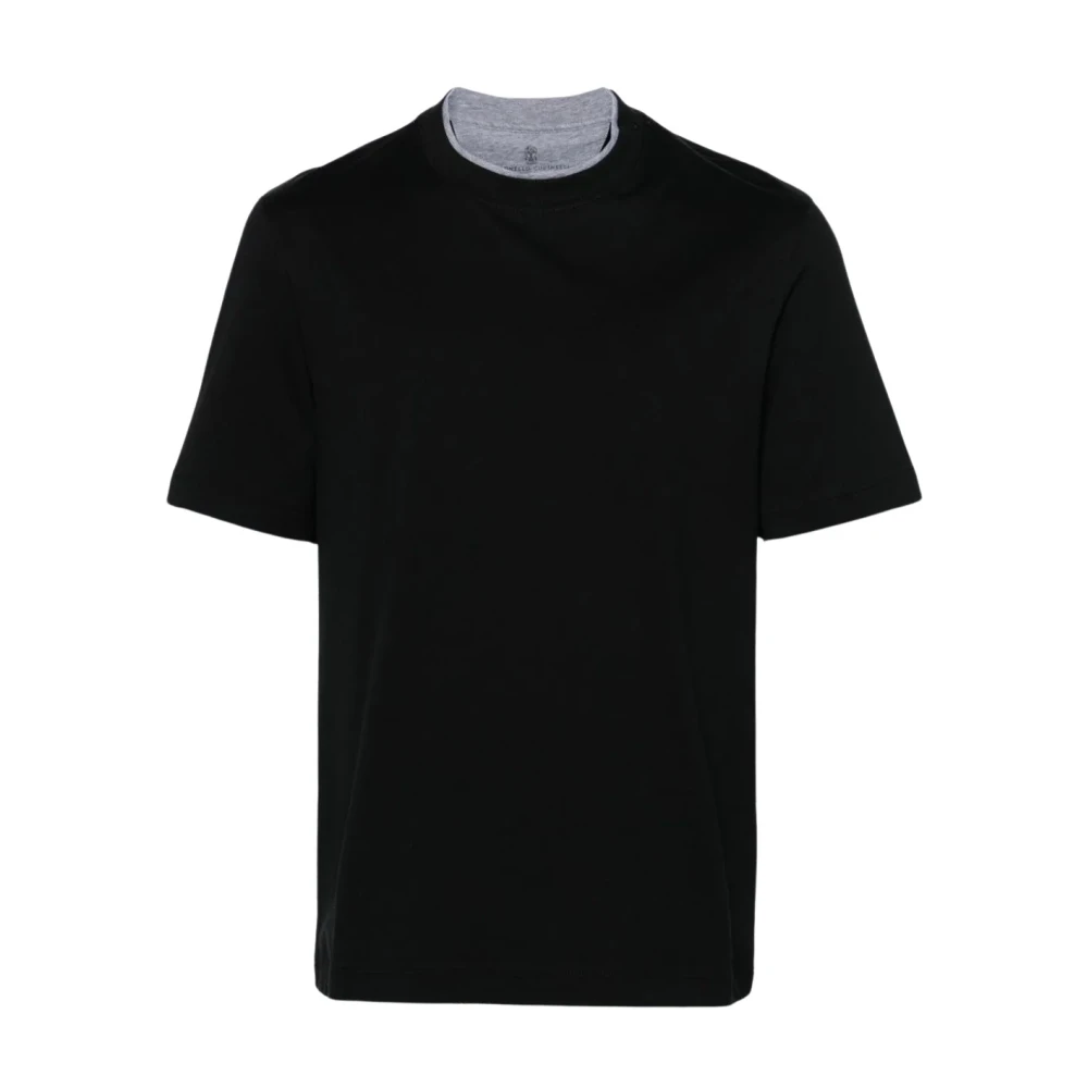 BRUNELLO CUCINELLI Zwarte T-shirts Polos voor mannen Black Heren