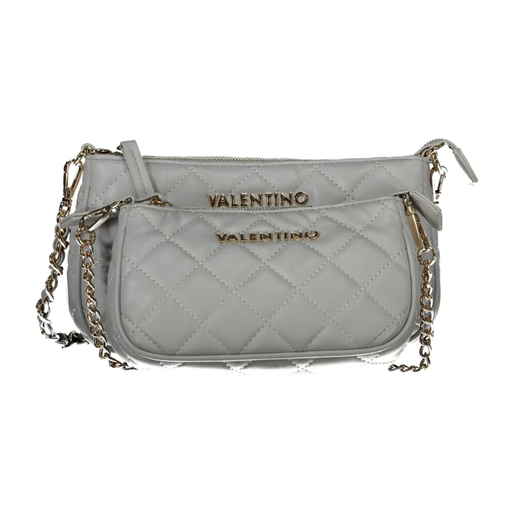 Valentino by Mario Valentino Grijze Schoudertas met Ketting en Rits Gray Dames