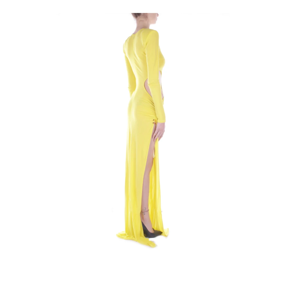 Elisabetta Franchi Gele Jurk met Achterrits Split Yellow Dames
