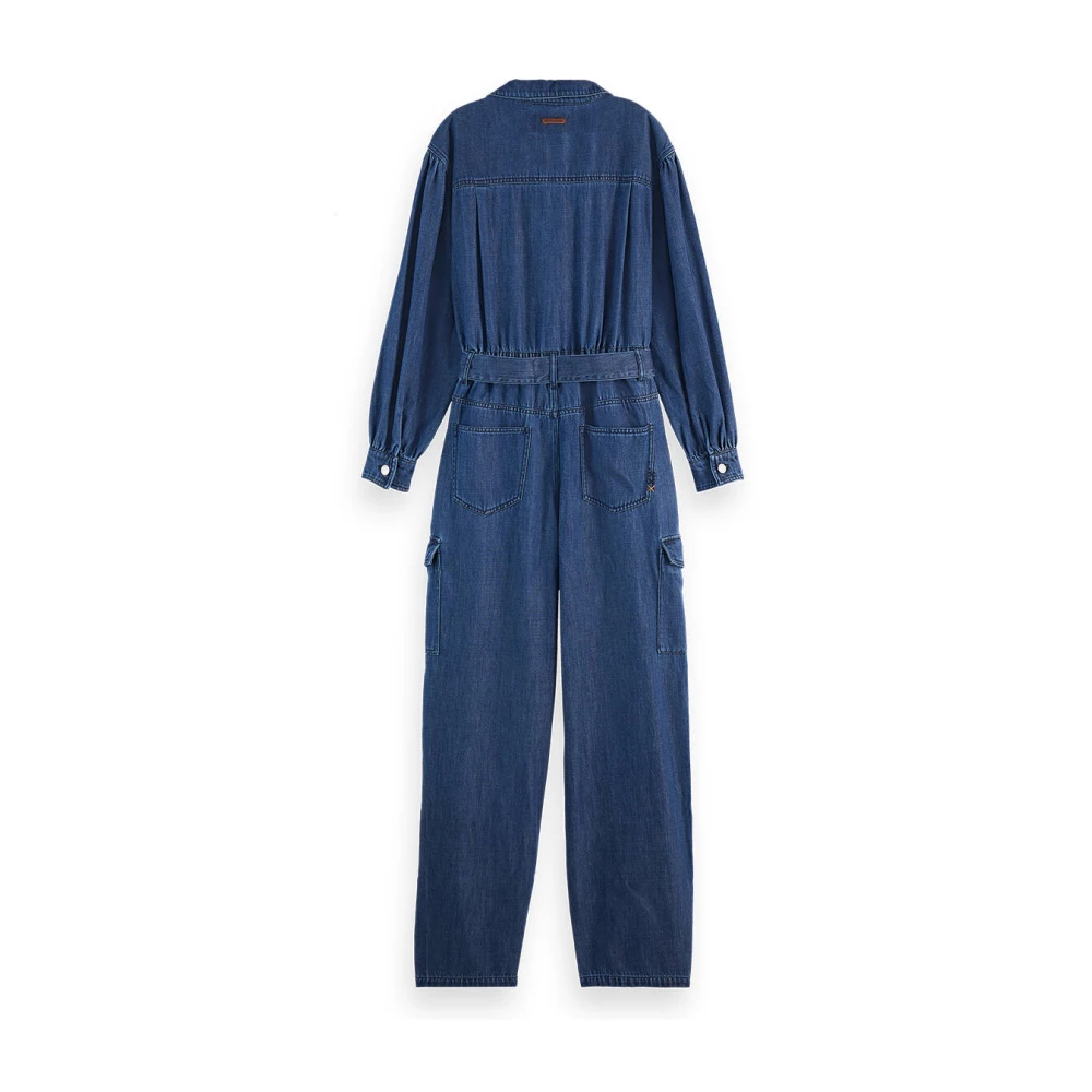Scotch & Soda Lichtgewicht Denim Jumpsuit in Donker Blue Dames
