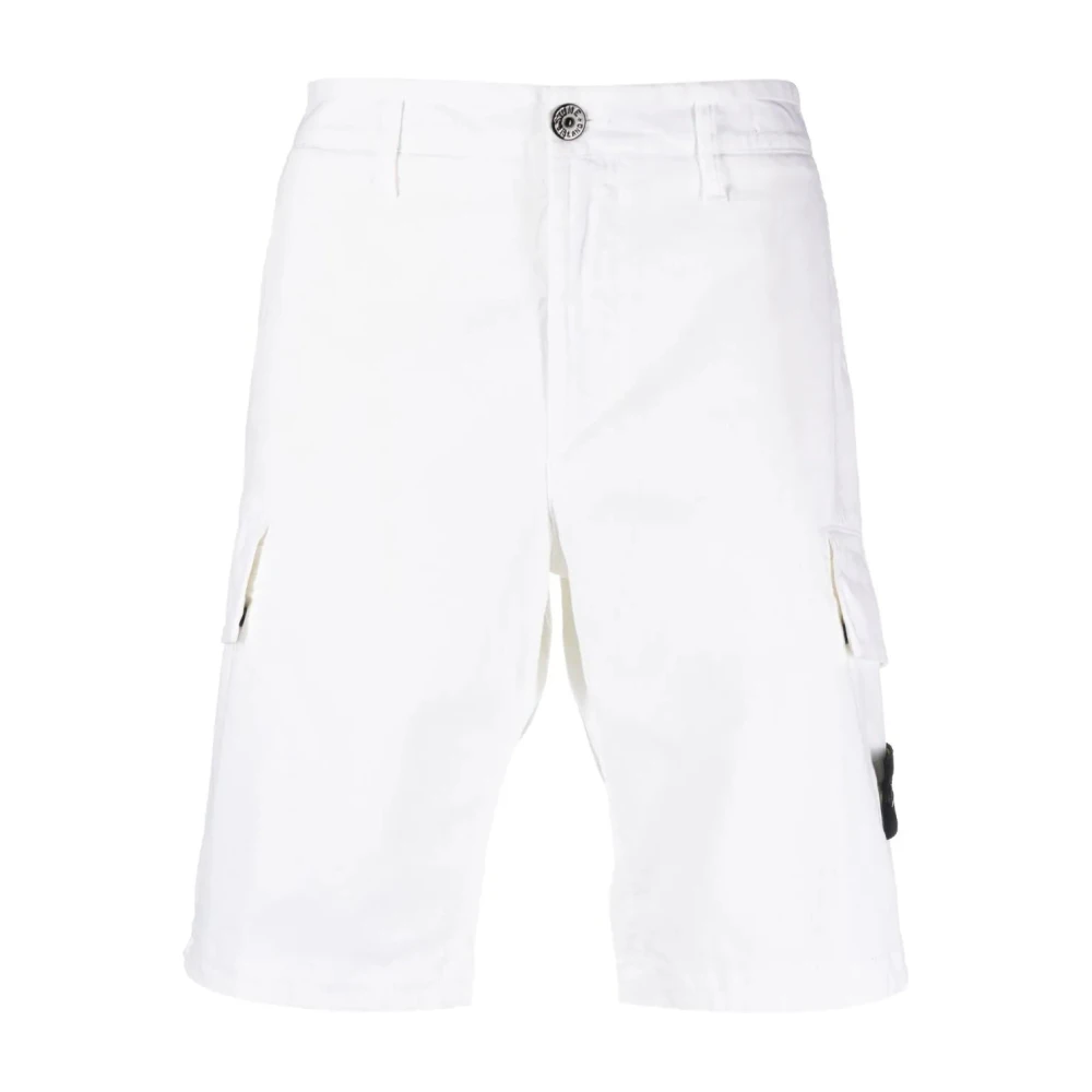 Stone Island Logo-Patch Bermuda Shorts White Heren