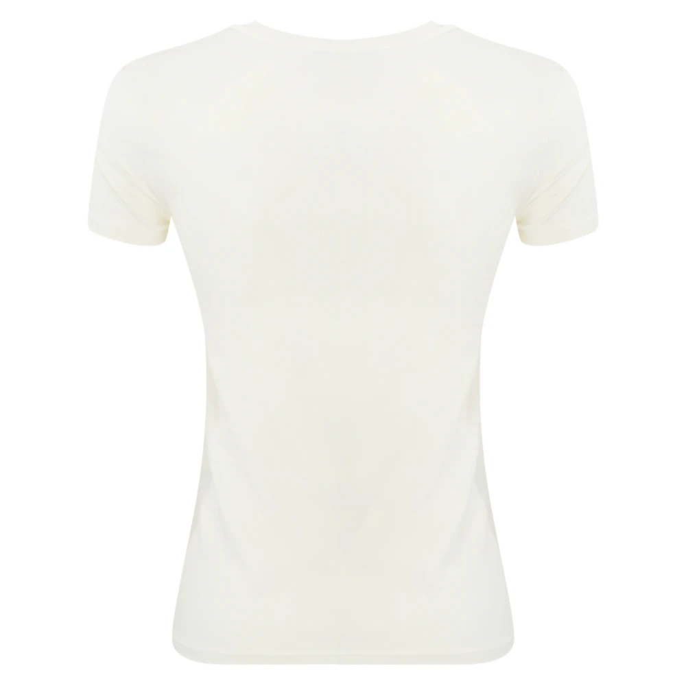 PATRIZIA PEPE Wit Logo T-shirt met Strass White Dames