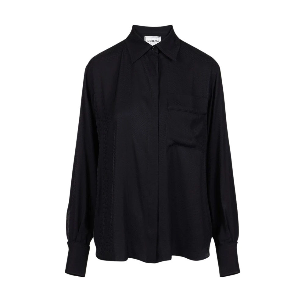 Iceberg Jacquard viscose shirt met slangenontwerp Black Dames