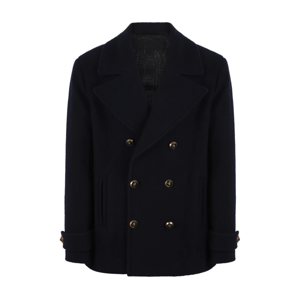 Balmain Uomo Blu - Cappotto Doppiopetto In Lana - Coats - M