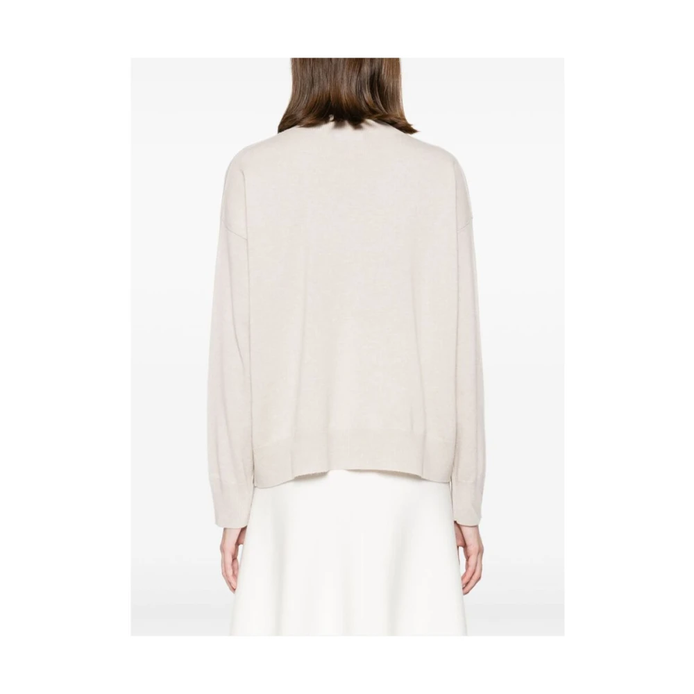Fabiana Filippi Kasjmier Gebreide V-Hals Trui Beige Dames