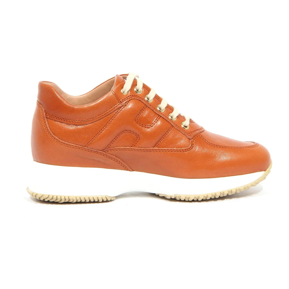 Hogan Women's Brown Sneakers,, Interactive Leather Trainers Size 5