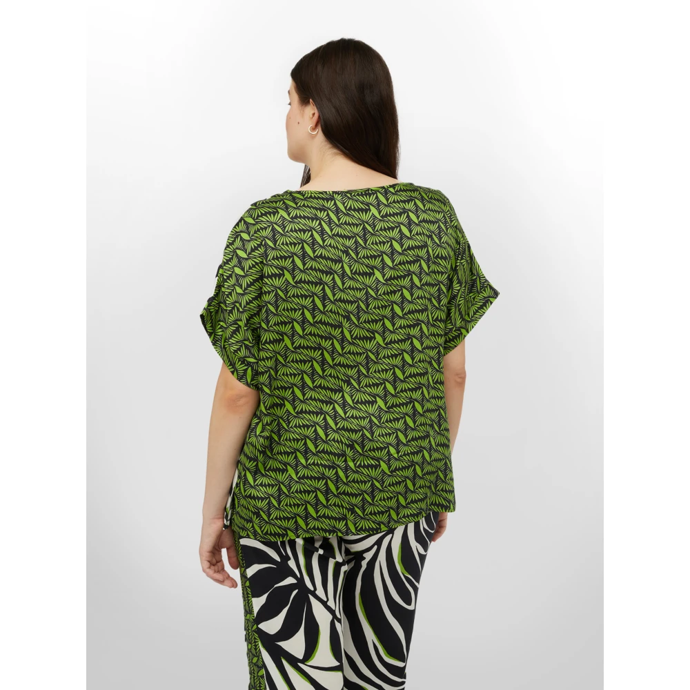 Fiorella Rubino Blouse met bladerenprint Black Dames
