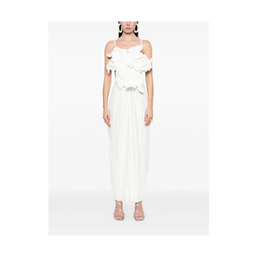 Cult Gaia Witte Plissé Effect Open Rug Jurk White Dames