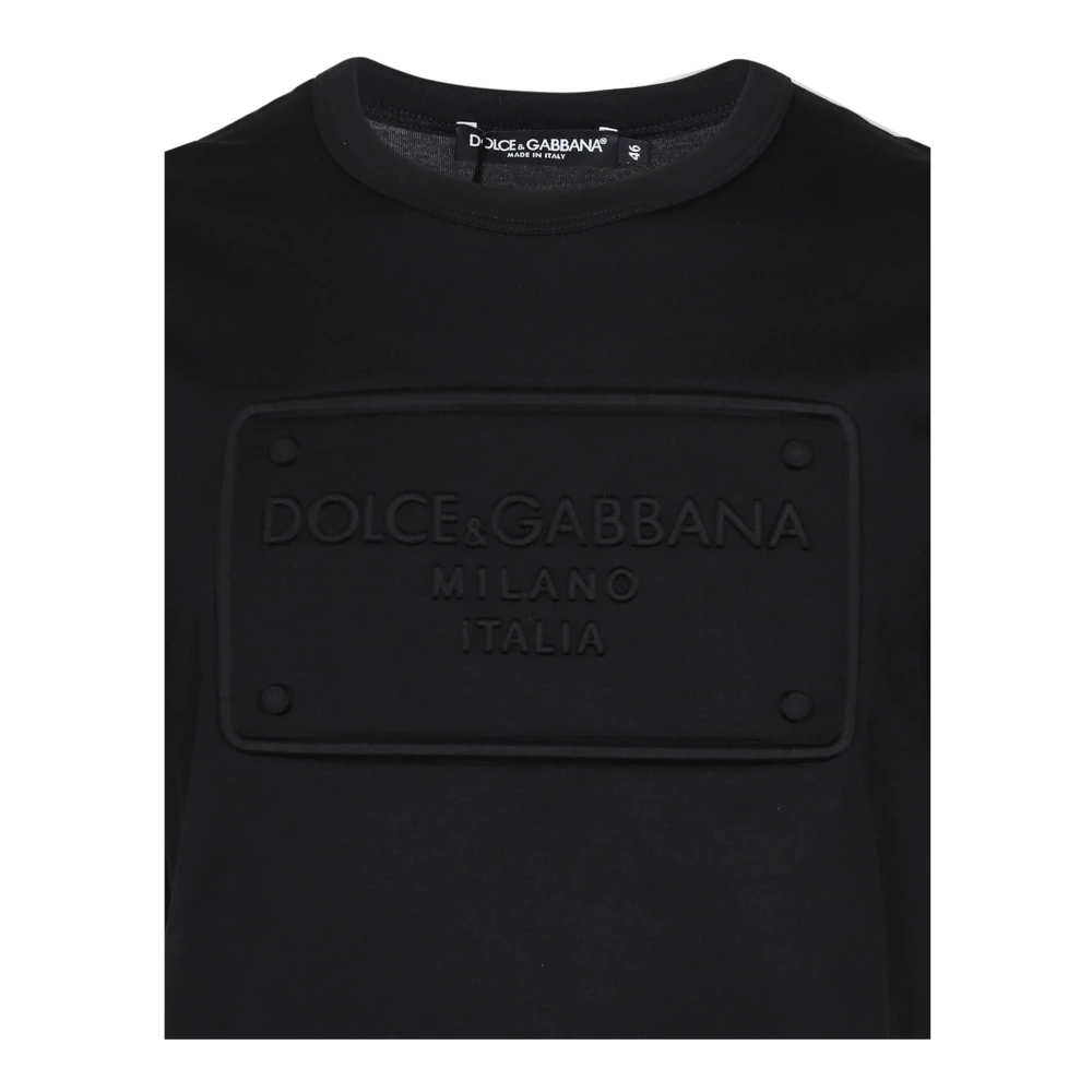 Dolce & Gabbana Zwart Katoenen T-Shirt met DG Borduurwerk Patch Black Heren