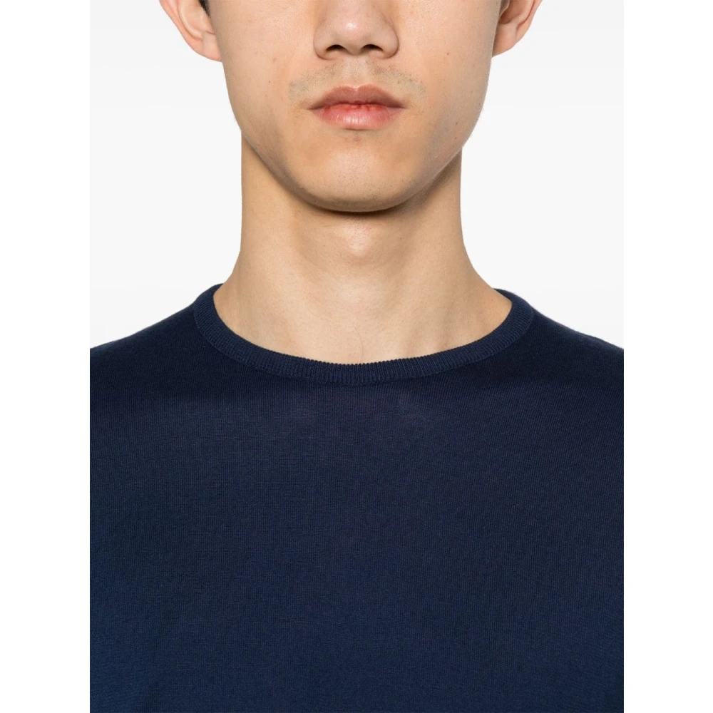 John Smedley Round-neck Knitwear Blue Heren