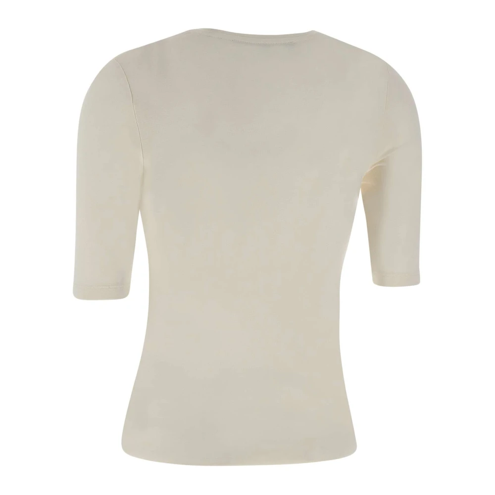 Rotate Birger Christensen Witte Katoenen Modale T-shirt met Logo White Dames