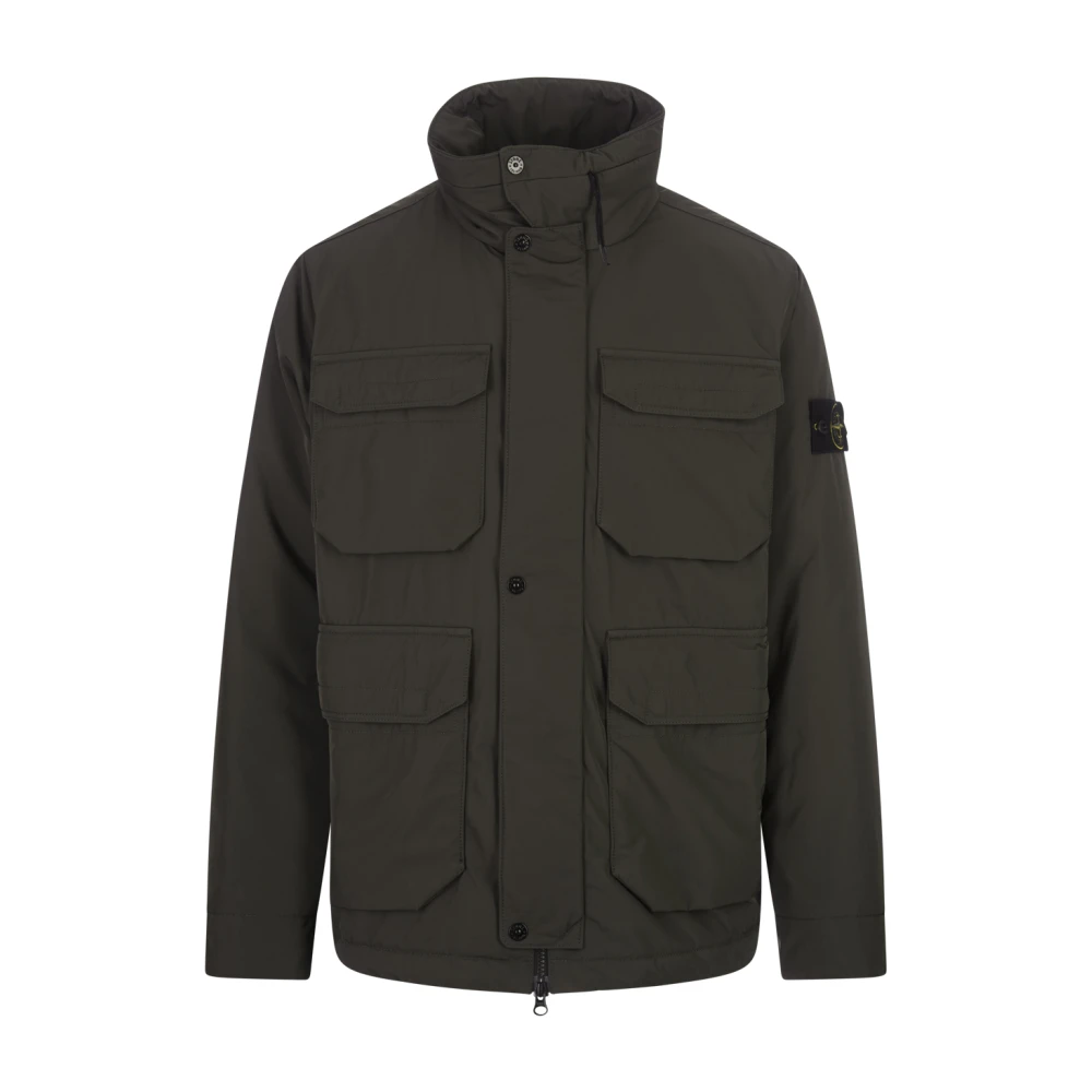 Stone Island Groene Field Jacket Micro Twill Polyester Green Heren
