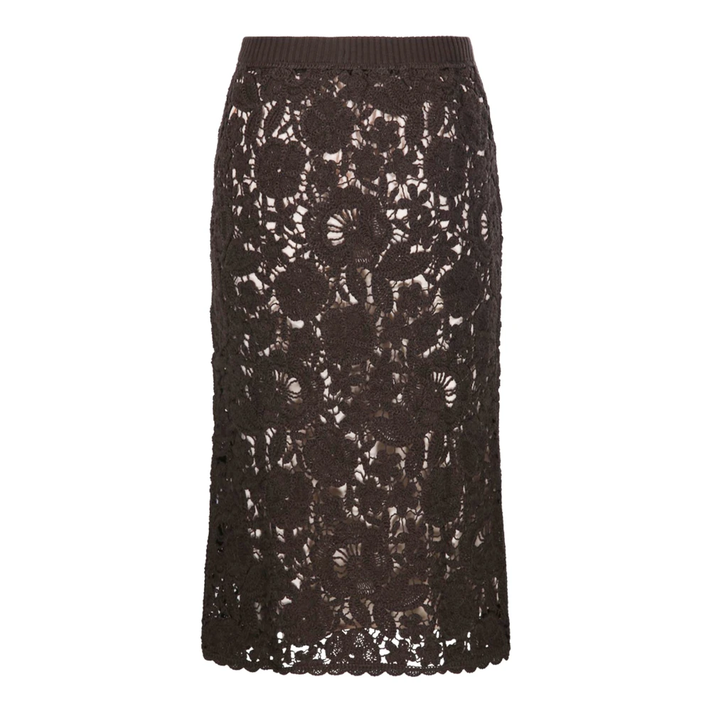 P.a.r.o.s.h. Bruine Kant Rok Elastische Taille Brown Dames