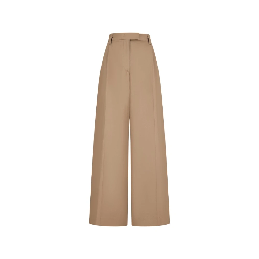 Thelatest Women's Brown Wide Trousers, Xs, Deva Short Length T0176 Gabardina