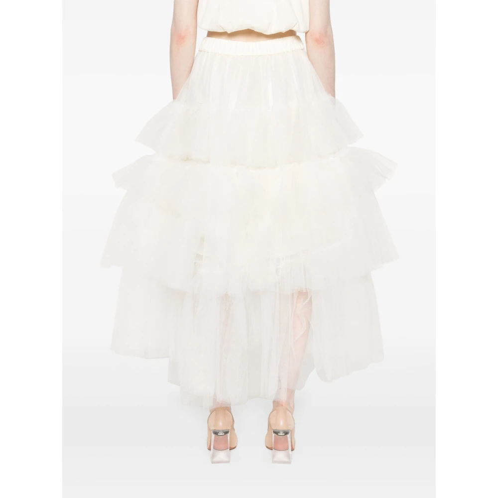 Simone Rocha Witte Tule Ruffle Rok Beige Dames