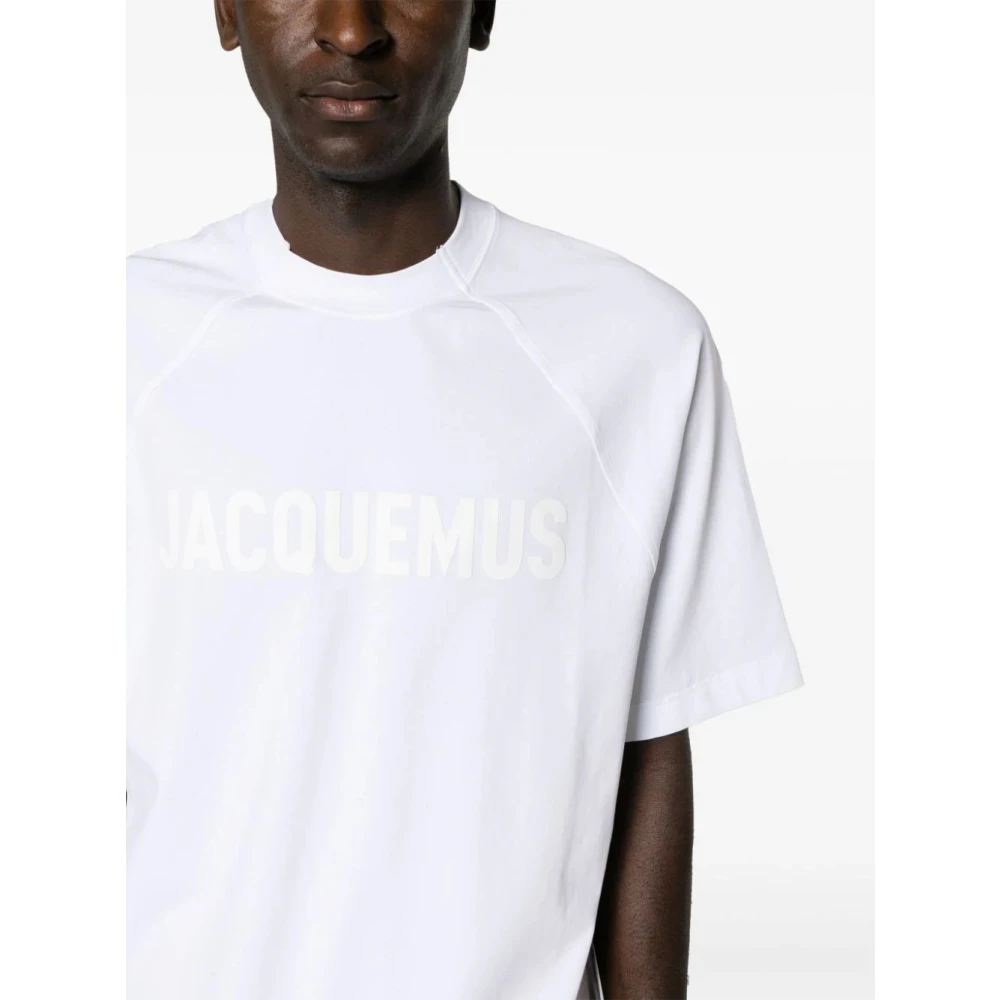 Jacquemus Wit Logo Print Typo T-Shirt White Heren