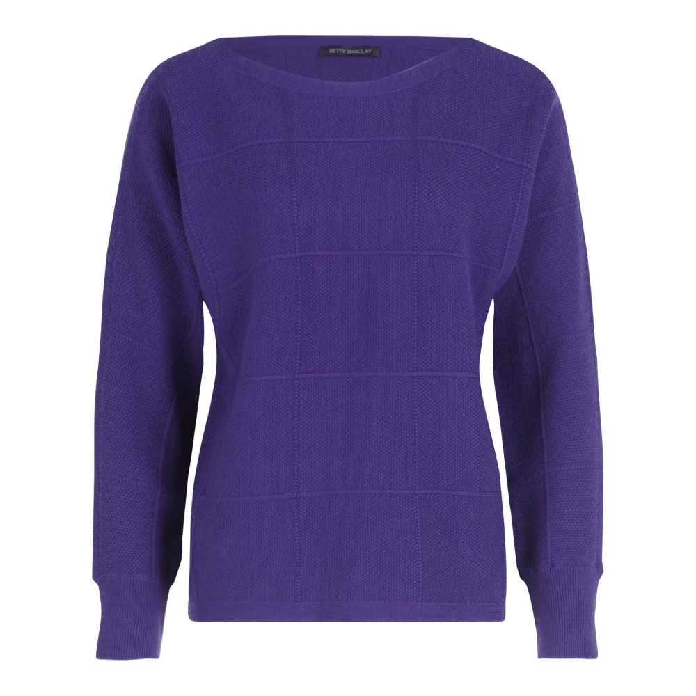 Betty Barclay Geruite Fijngebreide Trui Purple Dames