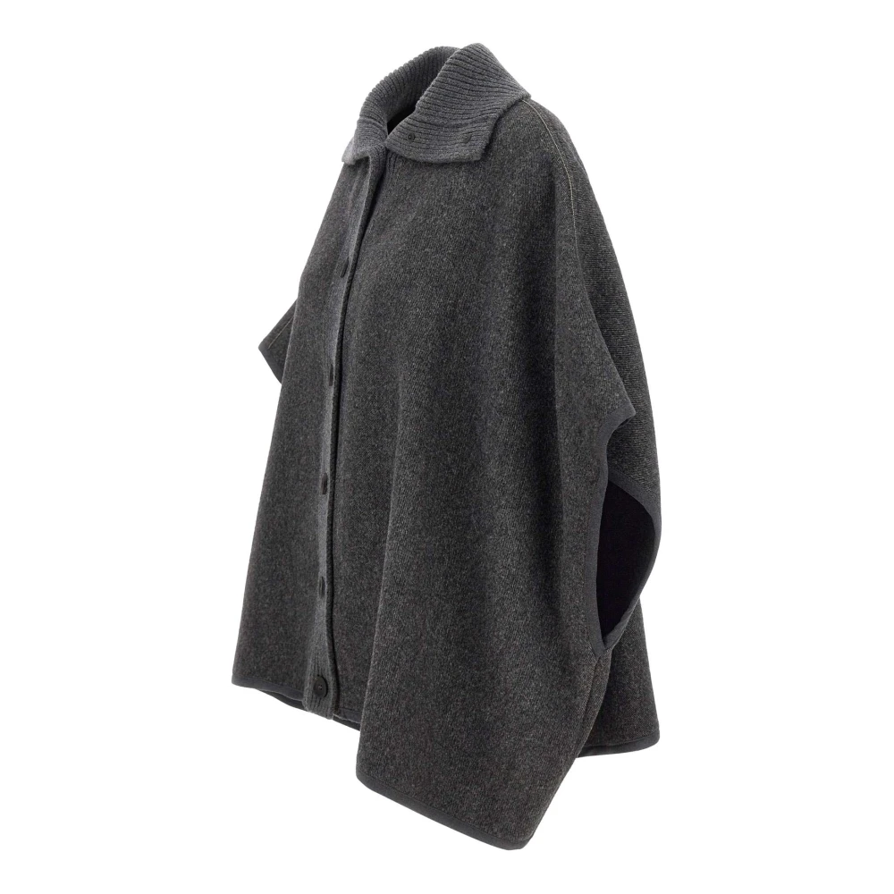 Fabiana Filippi Grijze Wol Cape Jas Gray Dames