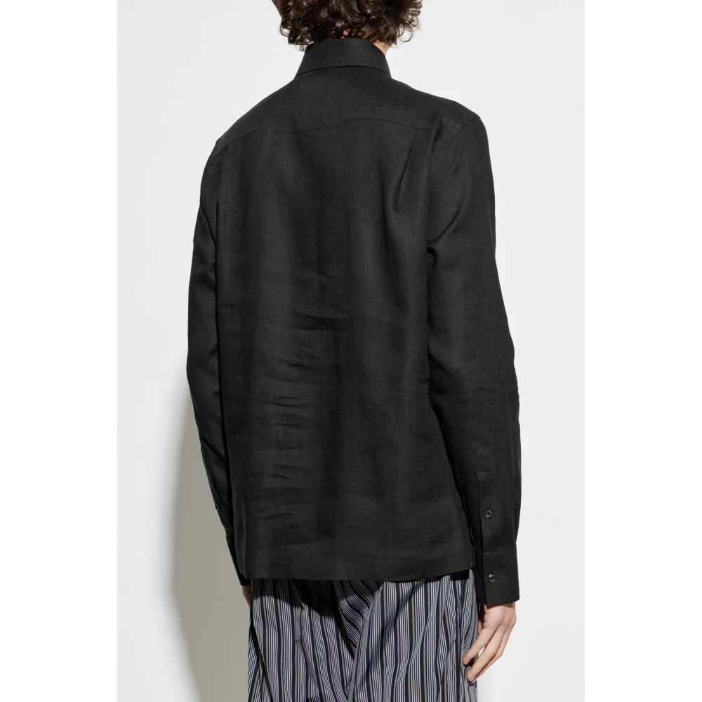 Dolce & Gabbana Linnen overhemd Black Heren
