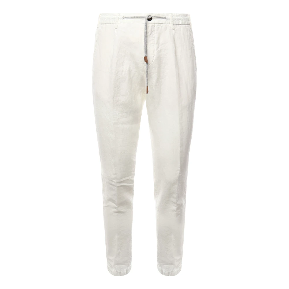 Eleventy Witte Joggerbroek met Trekkoord Tailleband White Heren