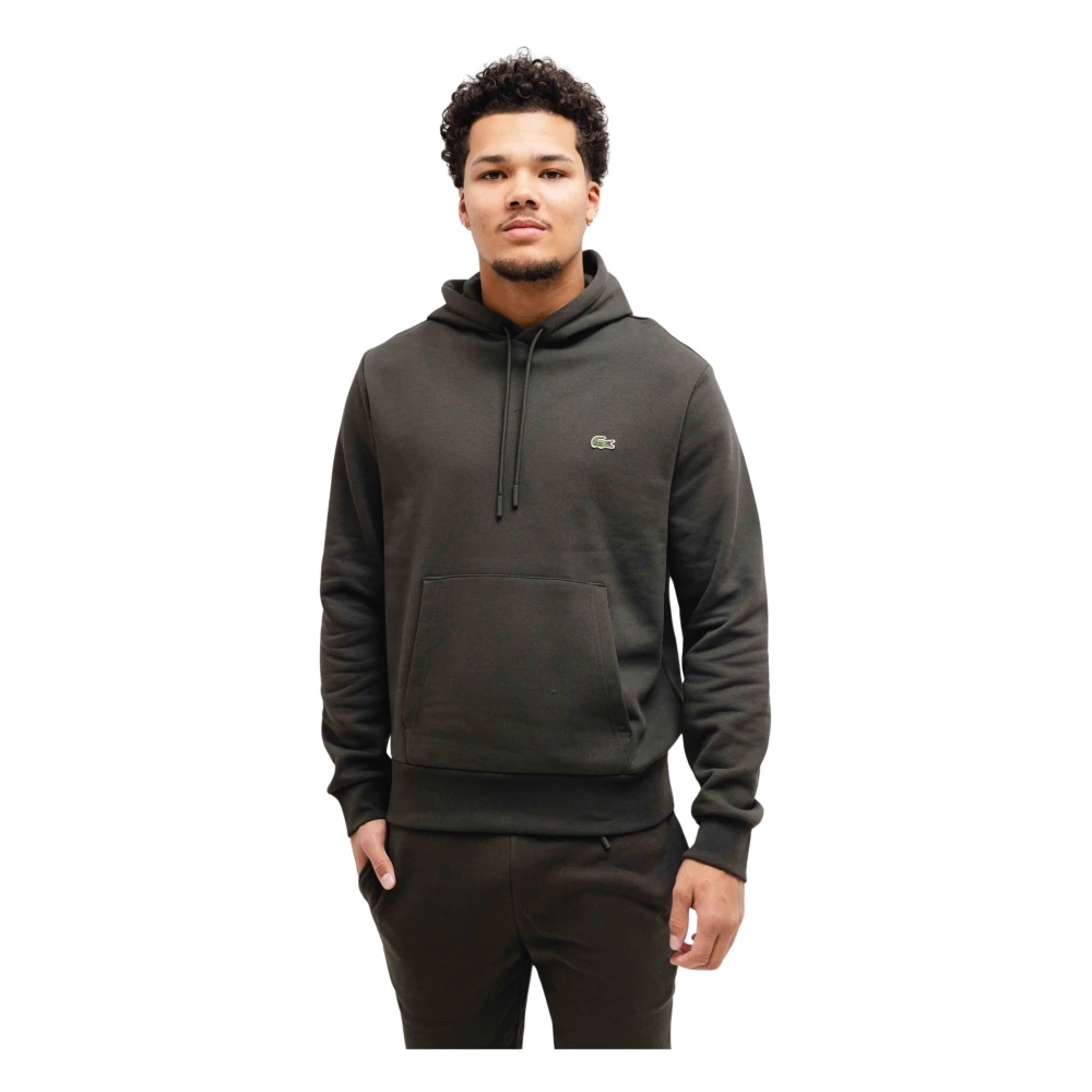 Lacoste Donkergroene Fleece Hoodie Heren Black Heren