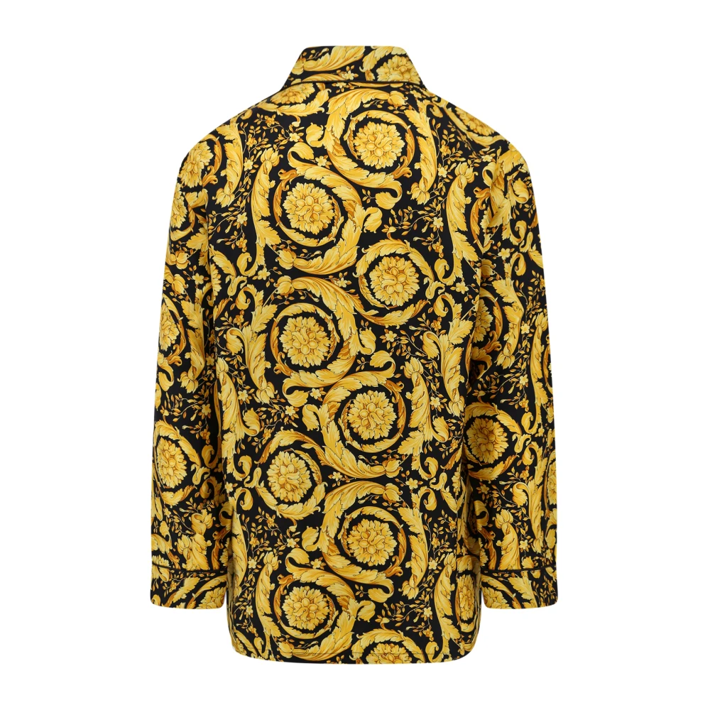Versace Luxe Gouden Zijden Pyjama Shirt Multicolor Heren