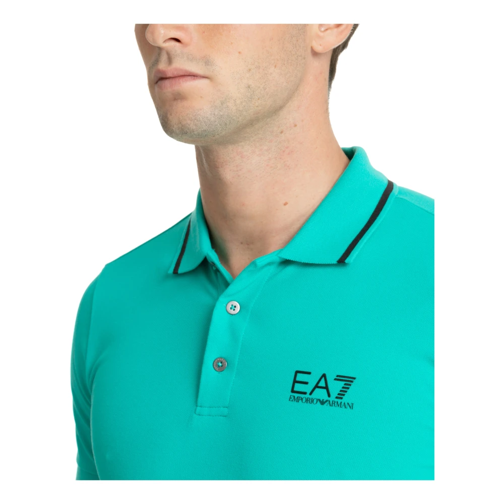Emporio Armani EA7 Effen Logo Polo Shirt Green Heren