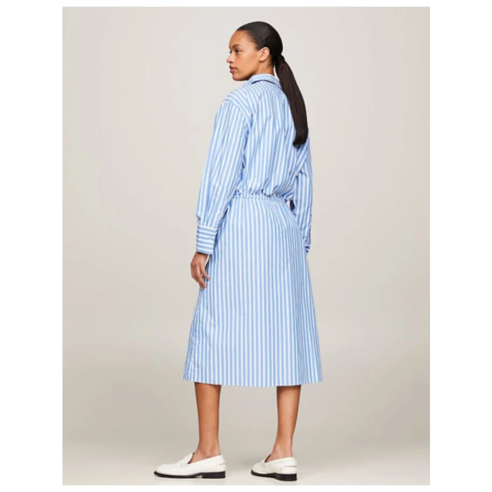 Tommy Hilfiger Gestreepte Midi Overhemdjurk Blue Dames