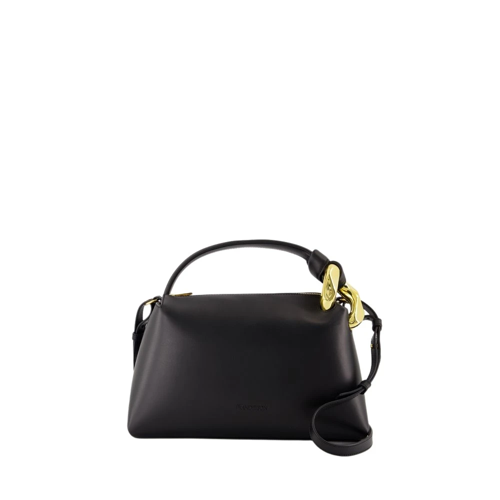 JW Anderson Svart Läder Crossbody-väska med Quiltad Lammskinn Black, Dam