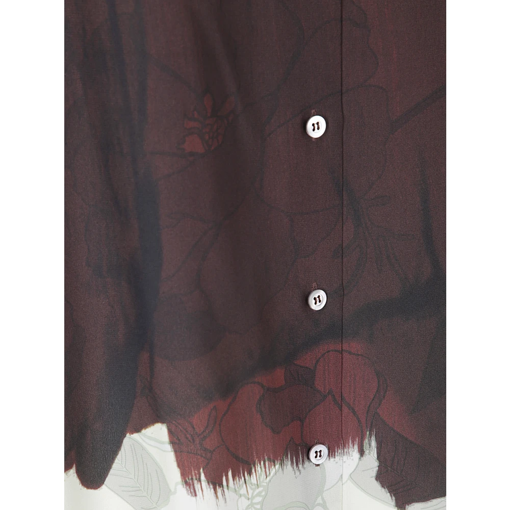 Dries Van Noten Zijden Shirt met Bedrukte Onderkant Brown Dames