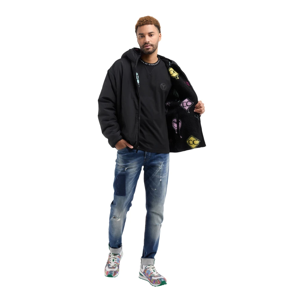 carlo colucci Omkeerbare Teddy Fleece Jas Black Heren