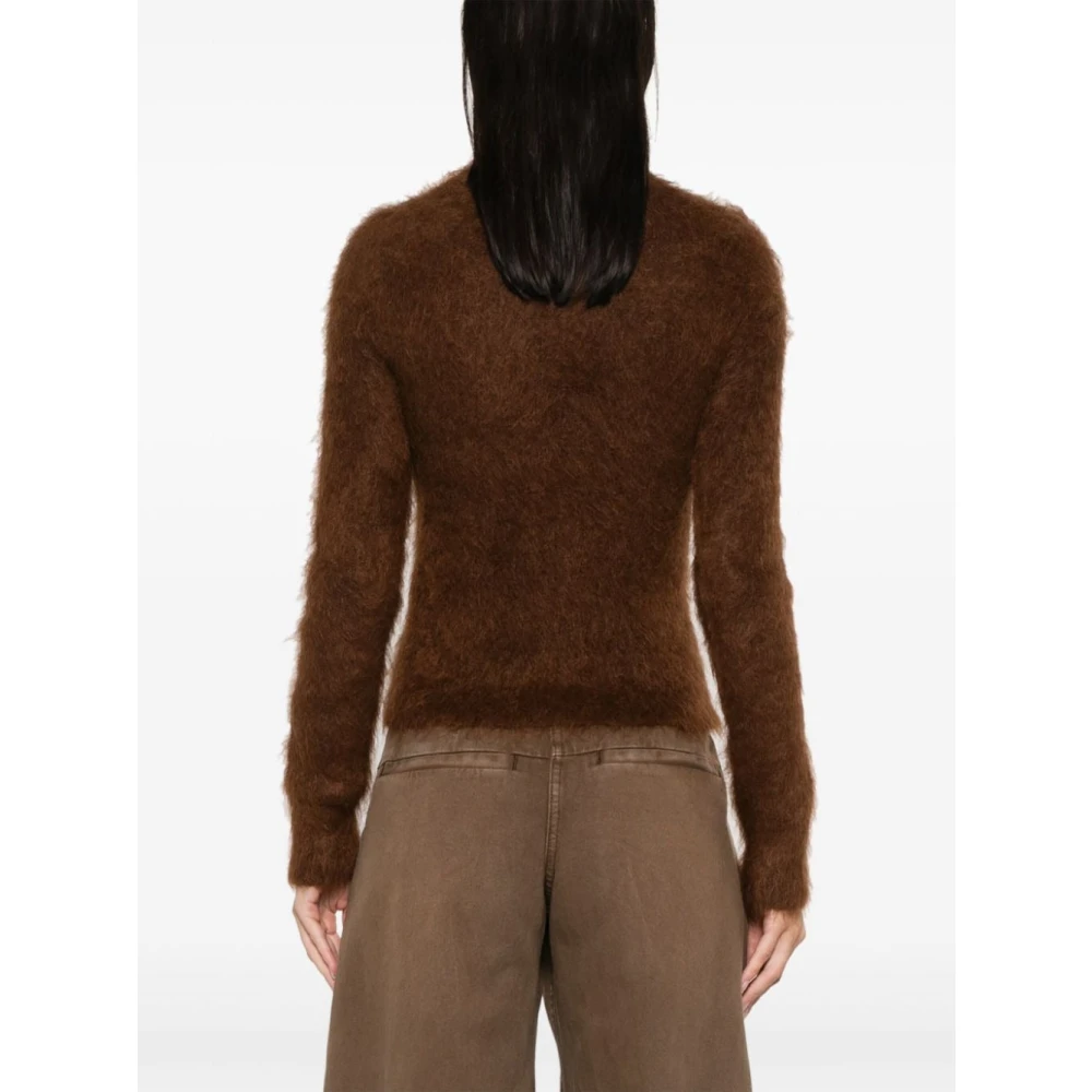 Ami Paris Geborstelde Crew Neck Sweater Brown Dames
