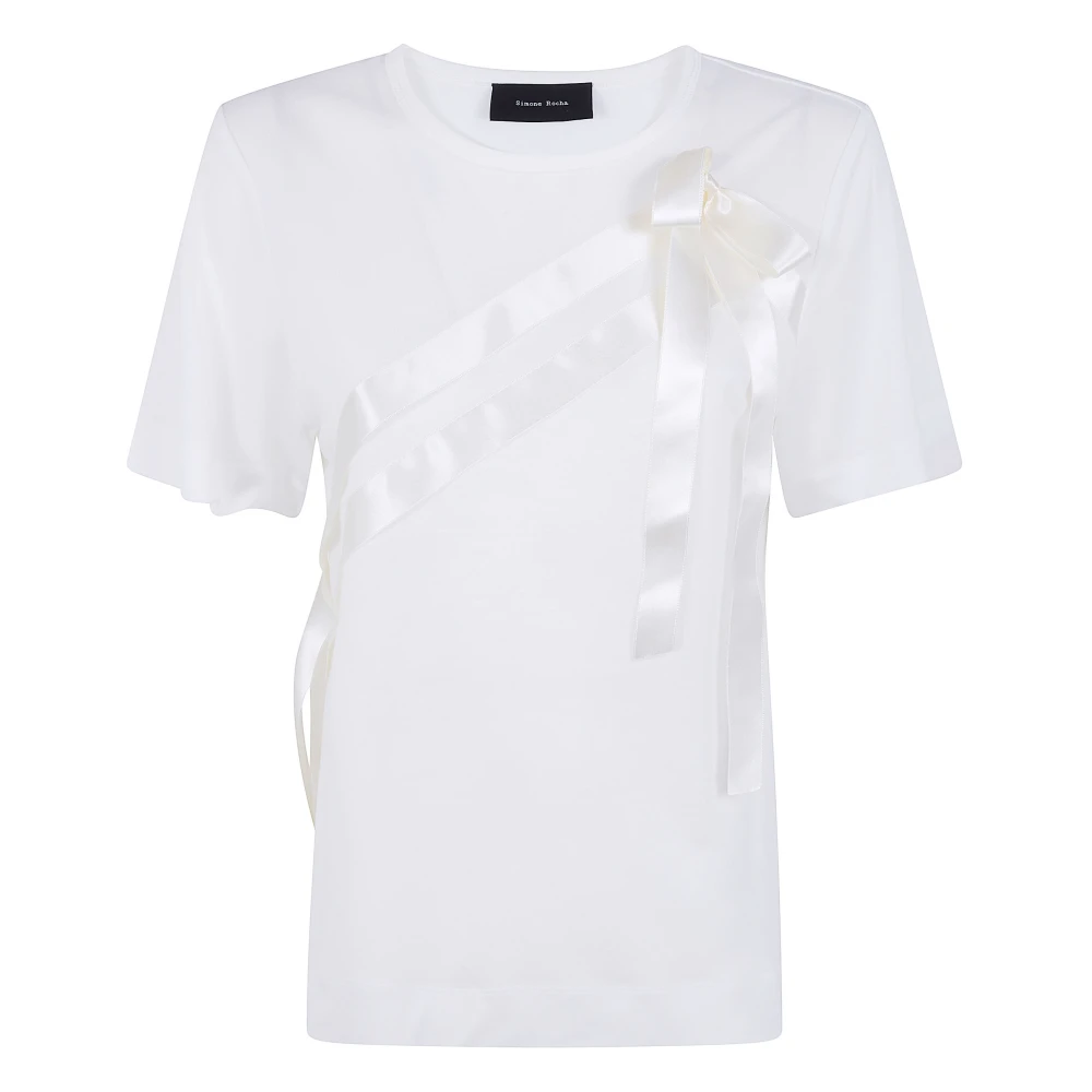 Simone Rocha White T-Shirts, Female, Xs, Bow Sash Easy T-Shirt