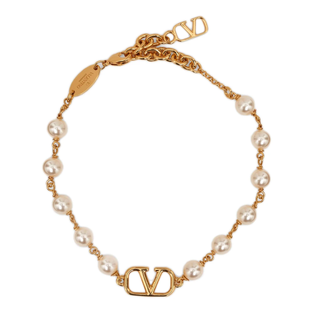 Valentino Garavani Gyllene Bijoux VLogo Armband med Swarovski-kristaller Yellow, Dam