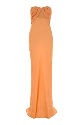 chinese dress ladies Long lingerie-style dress in linen and cotton lace