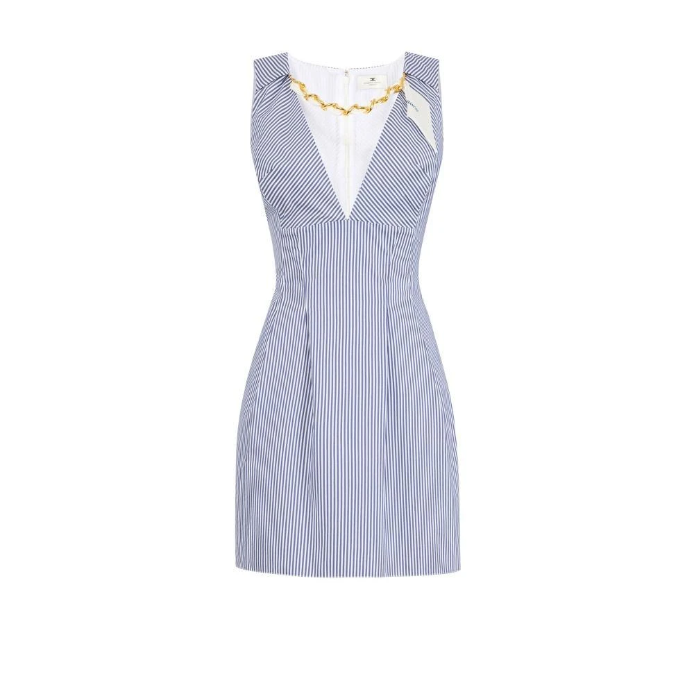 Elisabetta Franchi Women's Blue Mini Dress With Jewel Foulard Scarf - Party Dresses - Xs - Dresses