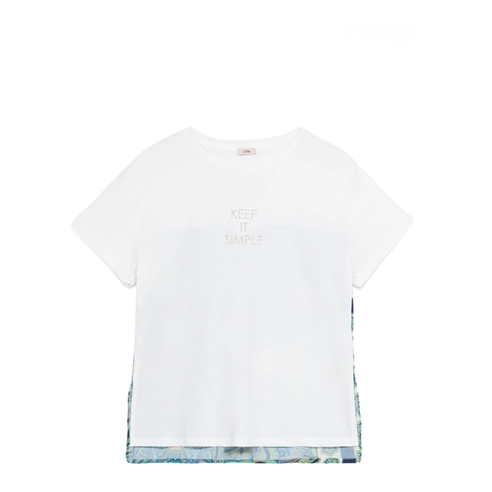 Oltre Satin T-shirt met letterapplicatie White Dames